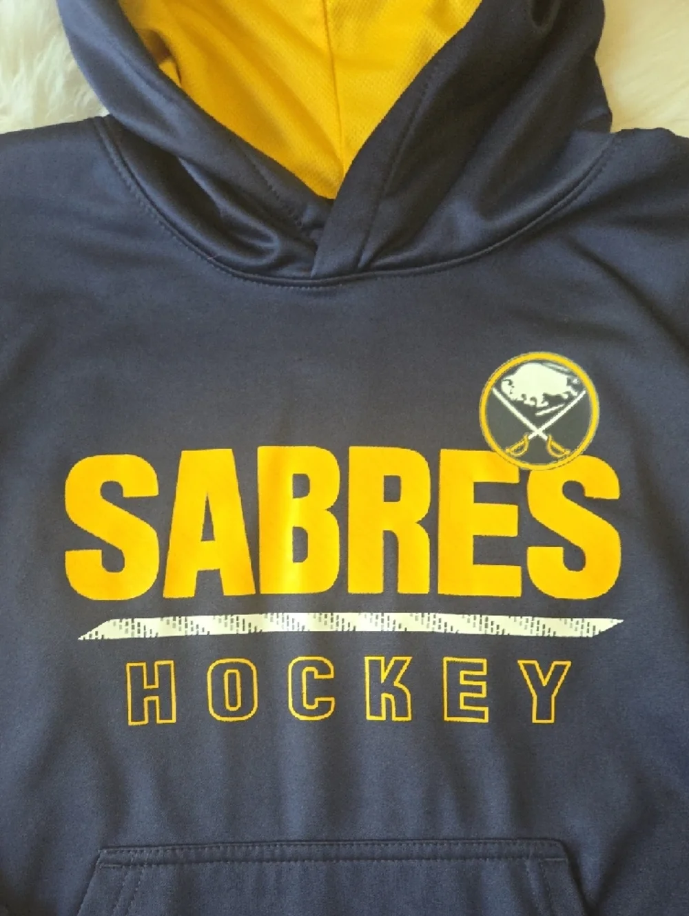 NHL Youth Buffalo Sabres Navy and Gold Pullover Hoodie Youth Medium
